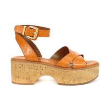 Franco Sarto Sabello Orange Matte Crocodile Leather Platform Sandals