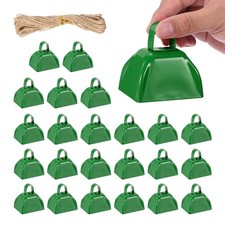 24Pcs 3" Cow Bells for Football Games with Rope, Green