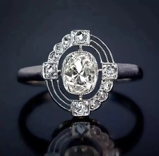 3Ct Art Deco Style Lab Created Diamond Engagement Wedding 14K White Gold FN Ring