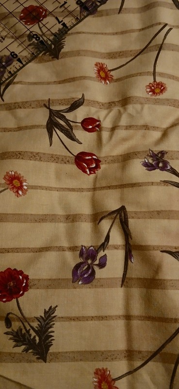 Tan Striped Floral cotton quilting fabric
