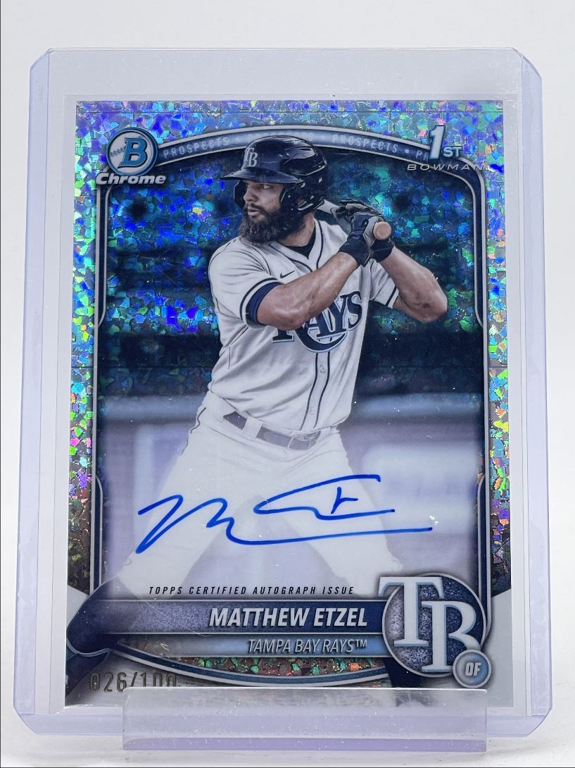 MATTHEW ETZEL 2025 BOWMAN CHROME 1ST MINI-DIAMOND REFRACTOR AUTO /100 Q3917