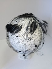 Vintage 1940s black hair cover tulle netting veil black velet bows fits any size