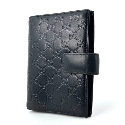 GUCCI Agenda Day Planner Cover GG Guccissima Black Leather 115241