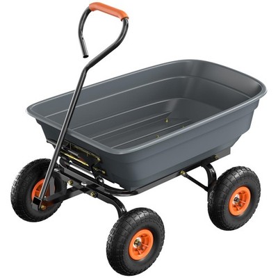 VINGLI Dump Cart Wagon 600LB All-Terrain Wheelbarrow 10'' Tires Garden Yard Outdo