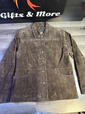 Relativity Brown 100%  Suede Leather Coat Womens Medium With Lacing
