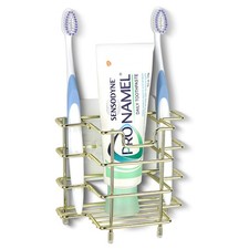 Wall Mount/Countertop Toothbrush Holder for Shower, Stainless Steel Toothpast...