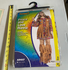 Peace and Love Hippie Spirit Halloween Costume ADULT Plus 16-20