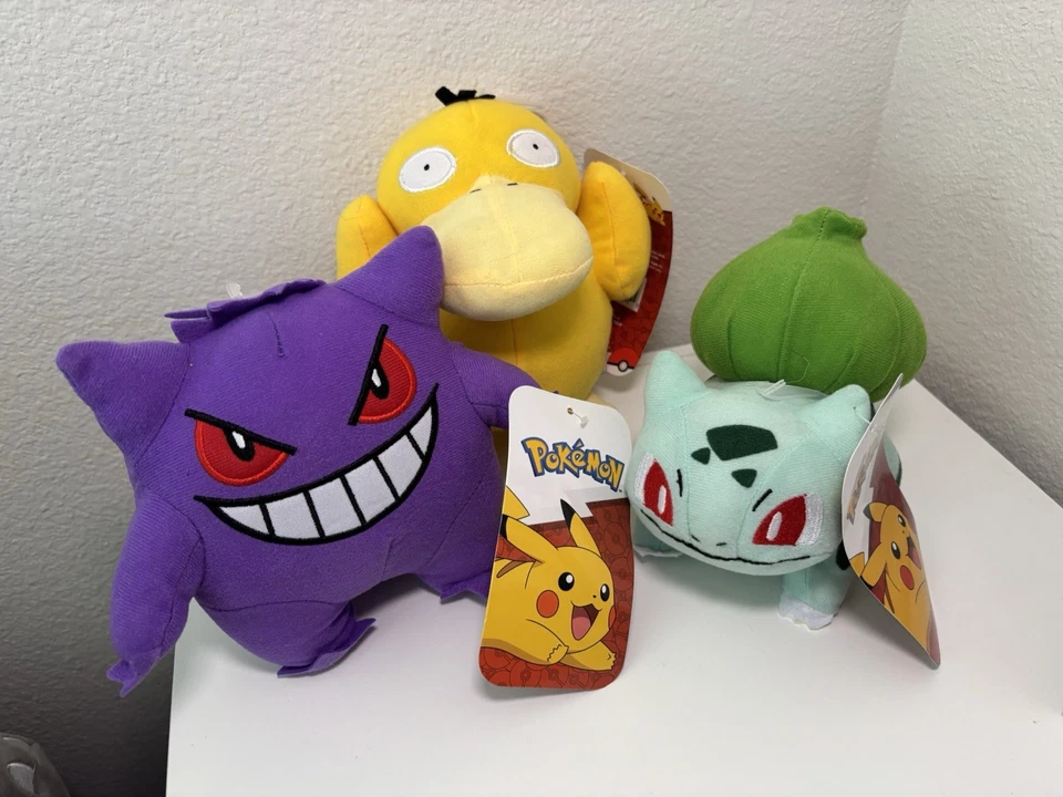 Lote de juguetes de peluche con licencia oficial Pokemon Gengar Psyduck Bulbasaur Foto 2 de 2