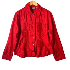 Chico's 100 Silk Lightweight Jacket floral embroidery Womens Medium Art To Wear