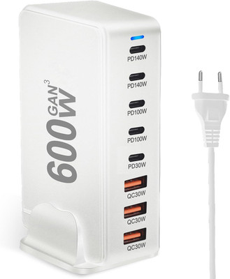 600W USB C Ladegerät 8-Port, Schnellladegerät Adapter Mit Gan III Und PD 3.1, Mi