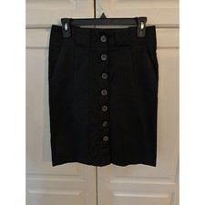 ZARA BASIC Black Button Front Pencil Skirt Women's Size M Business Casual