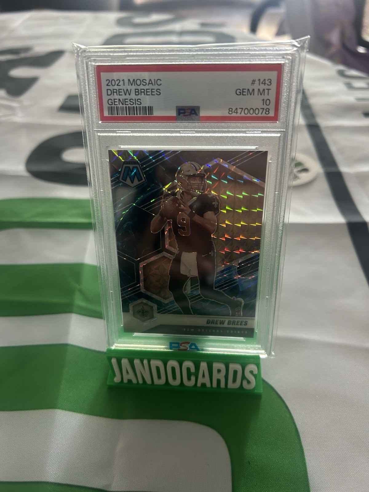 2021 Panini Mosaic Drew Brees #143 Mosaic Genesis Prizm PSA 10