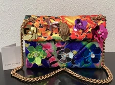 Kurt Geiger FLOWERS SHIFT Mini Kensington 3D Crystals 8"x5.25"x2.25" Synthetic