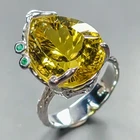Gemstone 25 ct Natural Lemon Quartz Ring 925 Sterling Silver Size 7.5 /R445036
