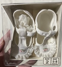Vintage 1950  s Lullaby Baby Shoes Size 2 Original Box Lace and Embroidery