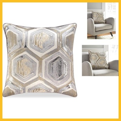 Meiling Geometric Throw Pillow 1 Machine Washable Metallic Polyester Plush