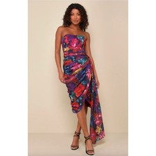 Lulus Uncommon Aesthetic Black Floral Strapless Bodycon Midi Dress Party XL NWT