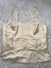 VTG BALI SATIN FLOWER COLLECTION IVORY CAMISOLE TANK TOP LINGERIE 38