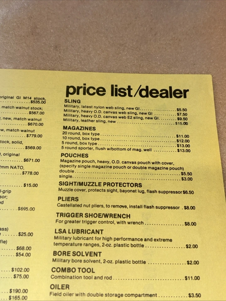 Vintage 1981 Springfield armory one page price list  - Image 2 of 4