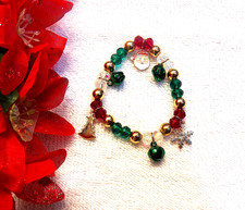 CLASSIC CHRISTMAS BRACELET WRIST JINGLE BELLS CHARMS TRINKETS COLORFUL BEAD X25G