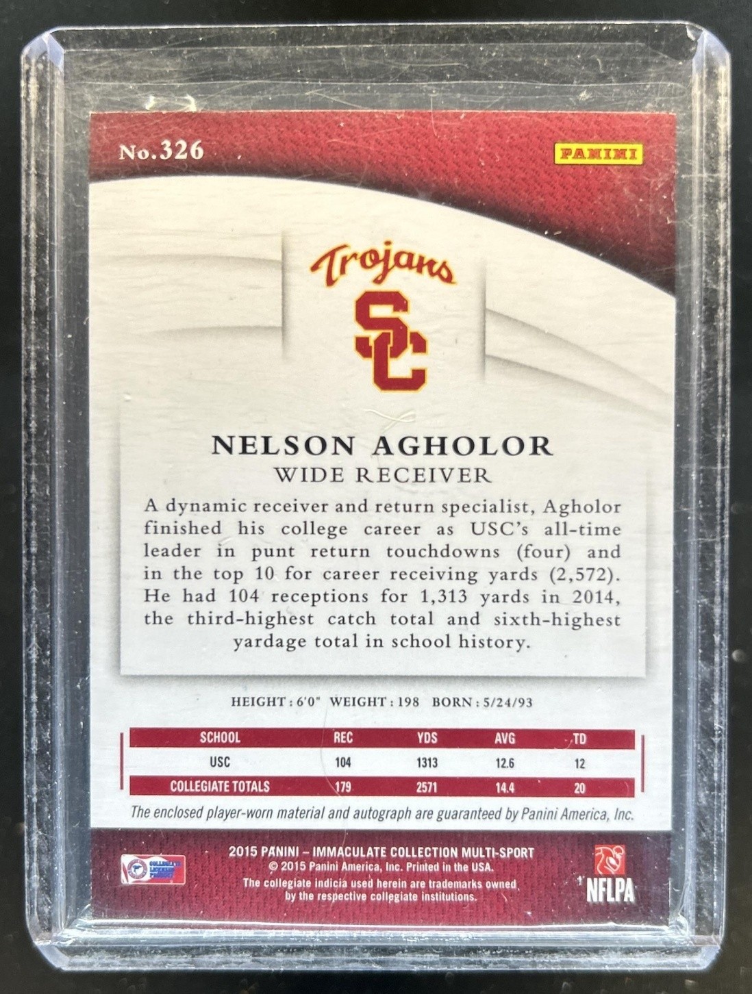 2015 Immaculate Collegiate Nelson Agholor Signature Patches Rookie RC Auto #/99 view 2