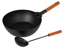 Pearl Metal Stir-Fry Pan, 28Cm, With Ladle, Iron, Induction And Gas , Burnista _