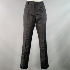 DRIES VAN NOTEN Size 2 Black Cotton Linen Floral Embroidered Dress Pants