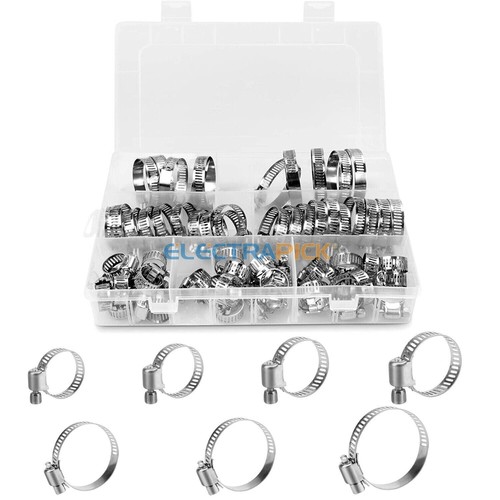 Car Hose Clamp Assortment Kit 60PCS 1/4-7/10 Adjustable Auto