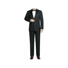 Men Renoir Tuxedo Two Button Notch Formal Satin Lapel Classic Fit 201-1 Black