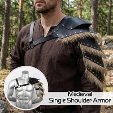 Fur PU Leather Medieval Cape Knight Props Warrior Single Shoulder Armor Cosplay