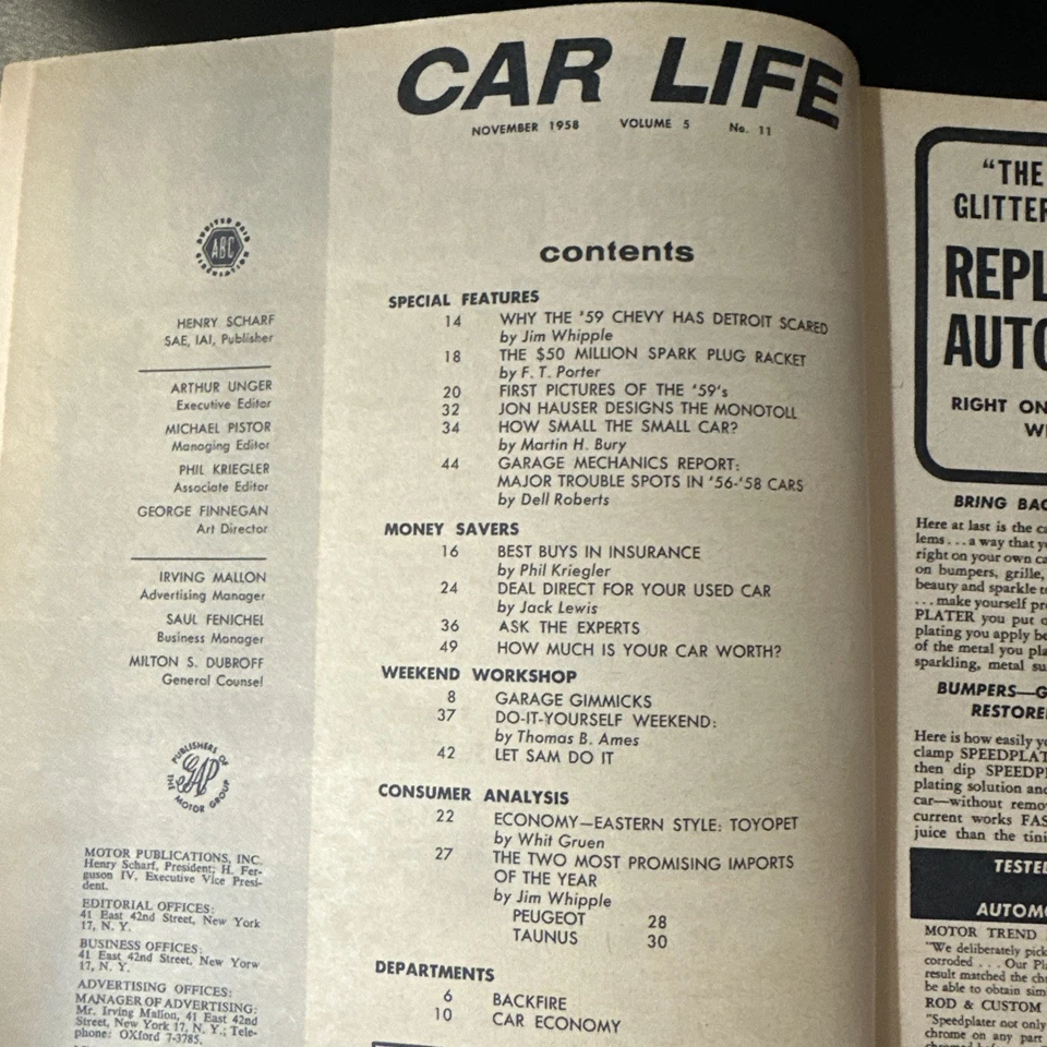 Car Life Magazine NOV 1958 - RARE VINTAGE - DE SOTO STORY - Image 3 of 4