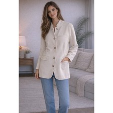 Banana Republic Cream Button Front Blazer Jacket Women large Minimalist Neutral