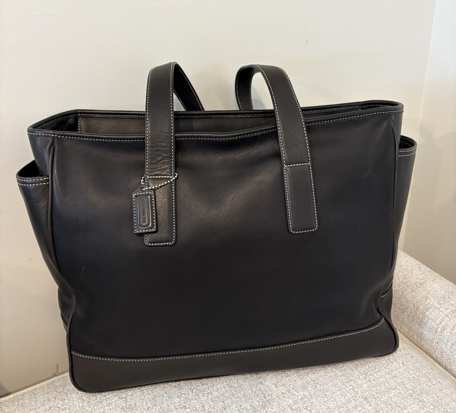 バッグ Coach Hampton Leather Tote Bag Black Coach Hampton Large Black Leather Tote Bag, Work, Tra… - Gem
