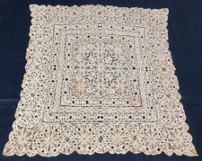 Vintage French Cotton Flower Lace Decorative Tablecloth 123x115cm
