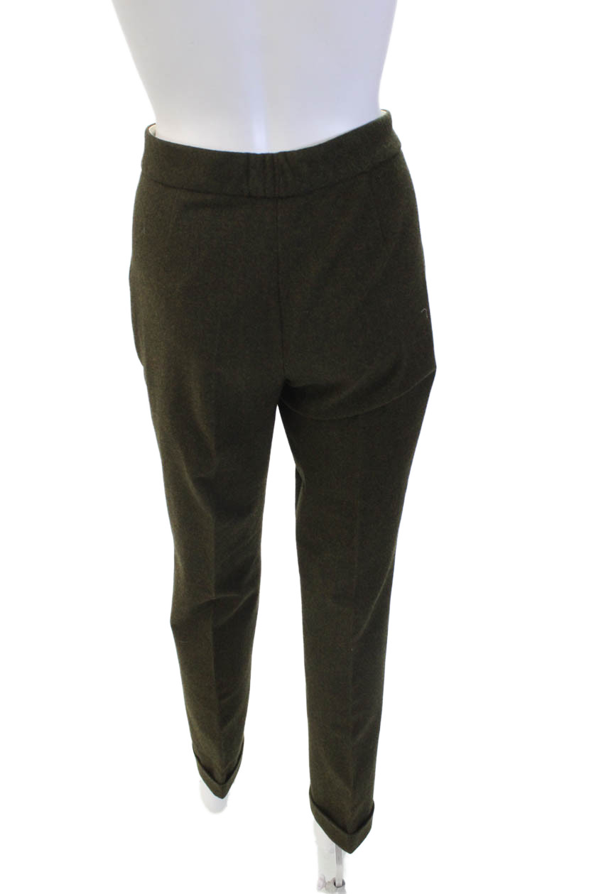 Michael Kors Womens Wool Textured Pleated Lined Dress Pants Green Size 04 thumbnail 3