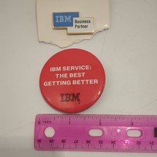 Vintage IBM Business Partner Lapel & Service Button Pin Computer Memorabilia