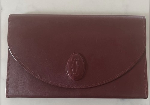 Cartier Must de Cartier Rare Vintage Burgundy Leather Clutch