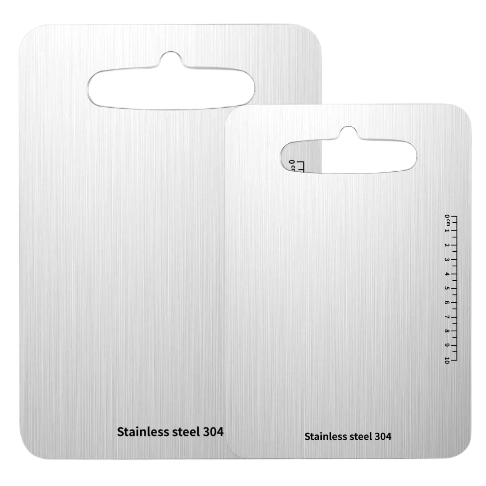 2Pcs 304 Stainless Steel Cutting Boards, 14" x 9.8" and 11.4" x7.9" 2 Pack Ti...