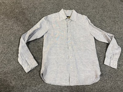 Onward Reserve Shirt Mens Small Blue Striped Long Sleeve Button Front Linen