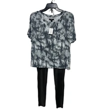 ALFANI WOMENS PAJAMA TIE-DYE TOP SMALL & LEGGING XS MIXED SET CHARCOAL GRAY NEW!