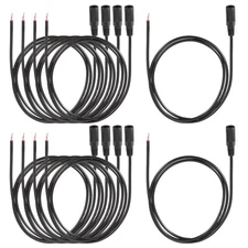 10pcs DC Power Cable, 5.5mm x 2.1mm 3A 100cm DC5521 Female Pigtail Cable, Black