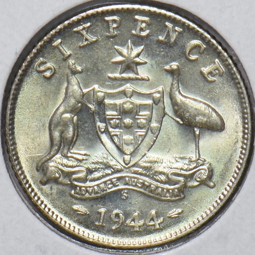 Australia 1944 S 6 Pence Kangaroo animal Emu 192740 combine shipping