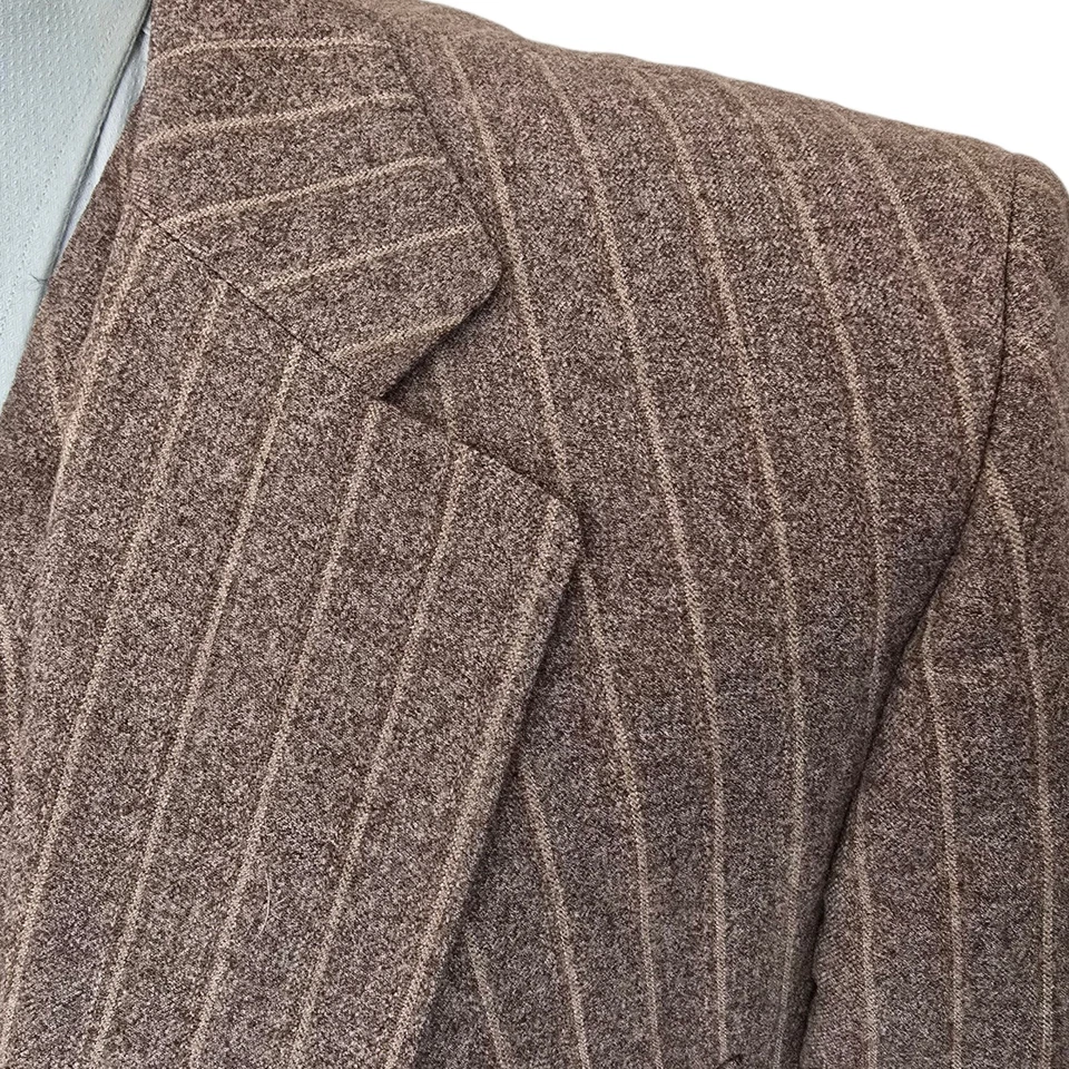 Vintage Lanvin Paris Blazer 46r Slim Fit And Vest Brown Fleece 1960s - Image 4 of 4