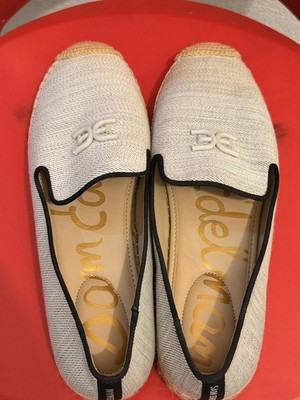 Sam Edelman Women s Beige/Black Espadrille Slip-On Loafer Flats Size 9.5