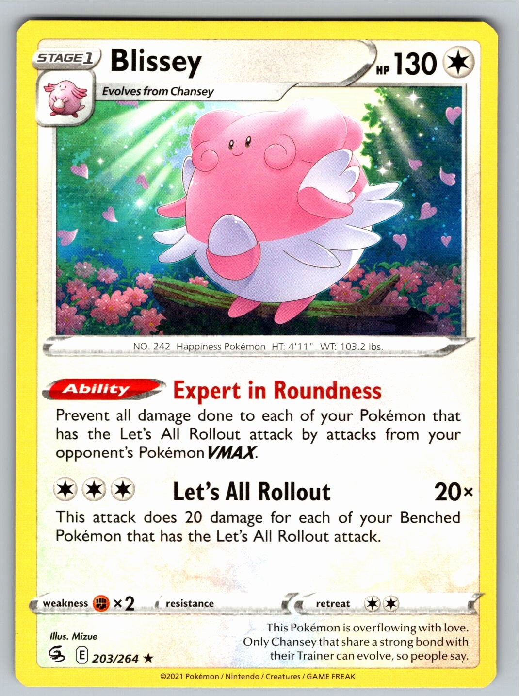 Blissey 203/264 Rare Fusion Strike Pokemon Near Mint