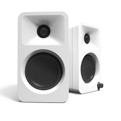 Kanto ORA weiß 100 W aktive Referenz-Desktop-Lautsprecher mit Bluetooth