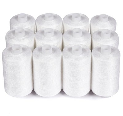 12 Spools White Sewing Thread 1000 Yards Each Polyester All Purpose Machine