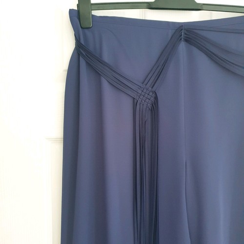 Chesca Blue Wide Leg Trousers Size 22 Occasion Belted Sash Detail - Picture 23 of 23