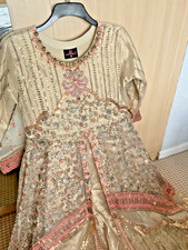 Anarkali Party Dress-Matching Scarf Gold Embroidery Detail - Size M *SALE PRICE*