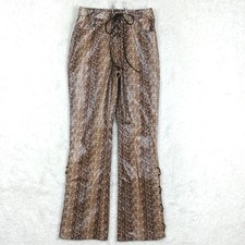 Fashion Nova Womens Klarina Faux Leather Straight Leg Brown Snake Print S New